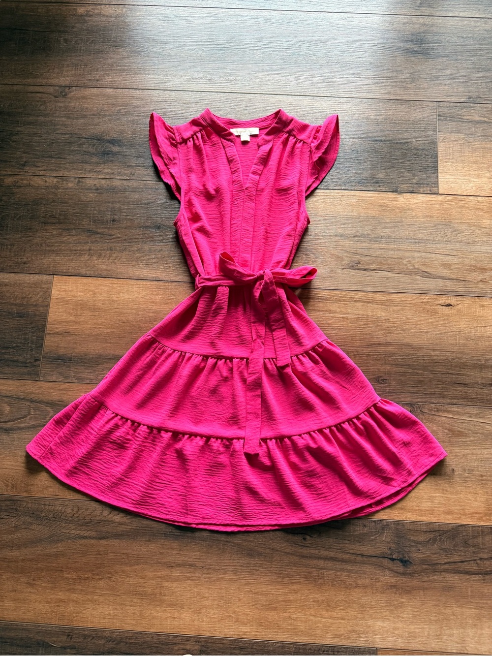 NWOT Monteau Bright Fuchsia Ruffle Tiered Dress